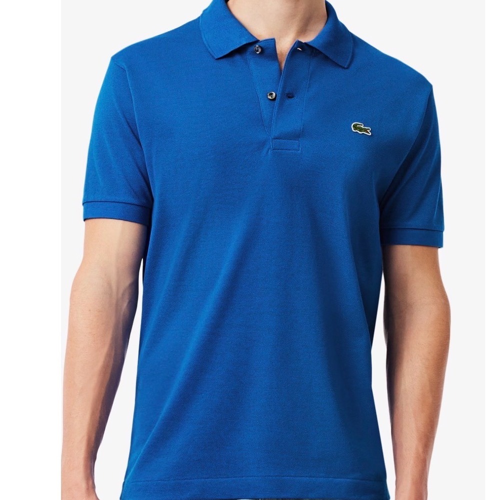 Lacoste Mens Regular Fit Blue Cotton Short Sleeve Polo Shirt Size L